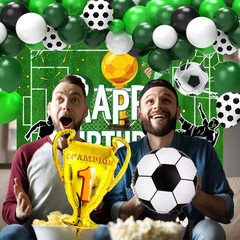 Soccer Birthday Party Decorations, 120Pcs Kit with Tablecloth, Backdrop