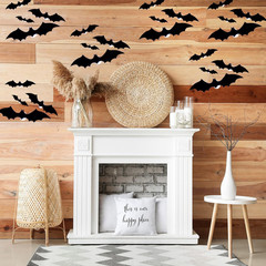 36 Pcs LED Halloween 3D Bats Decorations Wall Stickers, 4 Different Size Removab