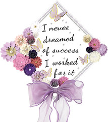MotiMind 46 Pcs DIY Graduation Cap Decorations Kit Included Paper Flowers, 3D Bu