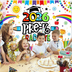 Preschool Graduation Backdrop Pre Kindergarten Congrats Grad Party Decoration 20
