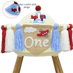 Airplane 1st Party Decorations for Boy Airplane High Chair Banner with Cone H…