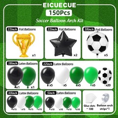 Soccer Balloons Garland Arch Kit 150Pcs – Black and White Dark Green Balloon …