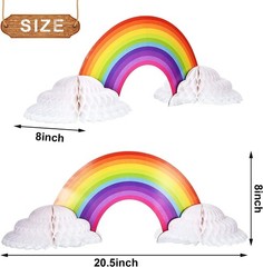 2 Pieces Rainbow Honeycomb Paper Centerpiece Rainbow Party Table Decoration C…