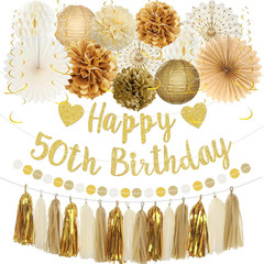 50Th Birthday Party Decorations, Gold Glitter Happy 50Th Birthdaybanner Photo Ba