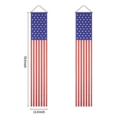 2 Pack 4th of July Outdoor Hanging American Flag Banners Porch Patriotic Decor