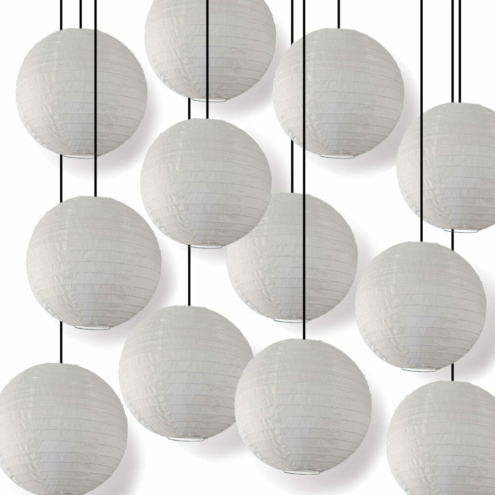 BULK PACK (12) 16″ Beige Shimmering Nylon Lantern, Even Ribbing, Durable, Hangin