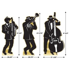 Beistle Life-Size Cardboard Great 20’s Jazz Band Silhouette Stand-Ups for 1920’s