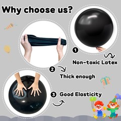 36 inch Giant Balloons, 4pcs Large Black Latex Balloon for Birthday Wedding D…