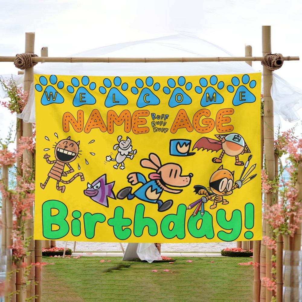 Personalize Dogman Birthday Party Banner Gift, Dog Man Party Supplies