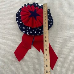 6pc Patriotic Bow and Rosette Set Red White Blue Stars July 4th Americana Decor