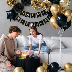 Stylish Gold & Black Birthday Decorations – Durable, Reusable & Easy to Assemble