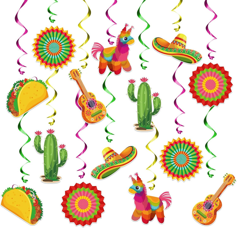 24PCS Mexican Fiesta Decorations for Taco Tuesday Birthday Party Supplies Cinco