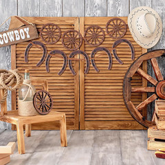 24 Pcs Western Theme Party Decorations Mini Horseshoes Wagon Wheel Crafts Wester