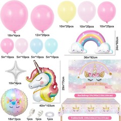 Decoracion De Unicornio Arcoiris Para Cumpleaños Globos Fondos 142 Piezas Niñas