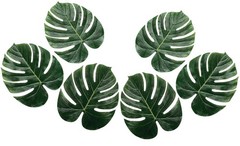 48-PC Large 11″x13″ Tropical Monstera Leaves Polyester Luau Beach Decor #647
