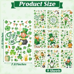 336 PCS St Patricks Day Window Clings, 9 Sheets Patrick’s 9 inches, Green