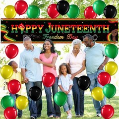 36 Pieces Happy Juneteenth Decoration Large Fabric June Black,green,yellow