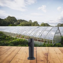 2 Way Stainless Steel Garden Socket Column For Outdoor Use Anthracite Round