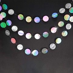Iridescent Party Decorations Holographic Circle Garlands Disco Theme Decorati…