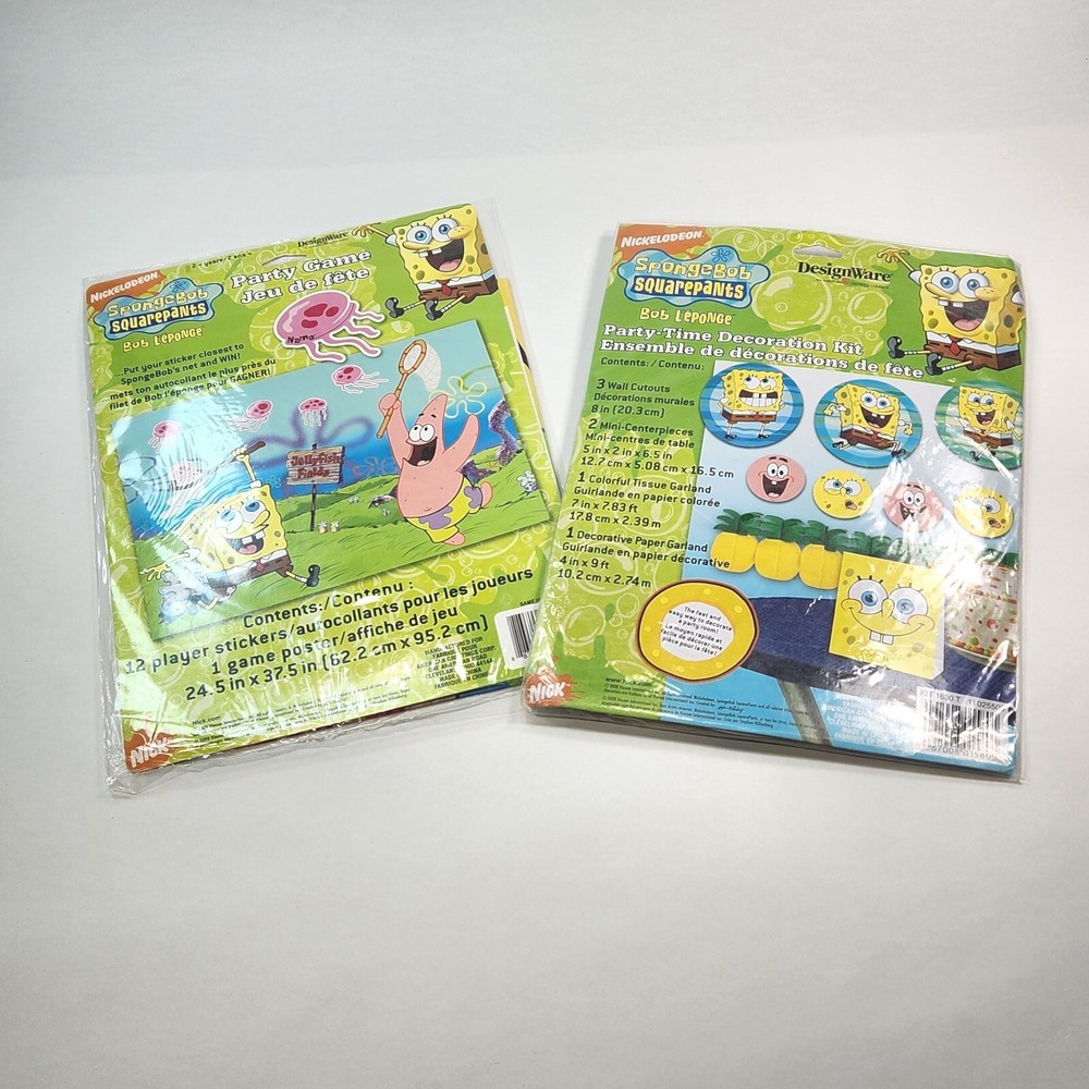 Nickelodeon SpongeBob Squarepants Party-Time Decoration Kit & Party Game (READ)