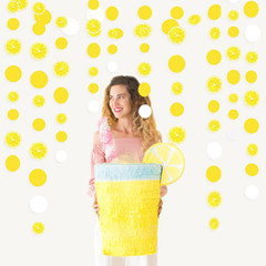 63 Ft Lemon Party Decorations Yellow White Circle Dots Garland Polka Dot Hanging