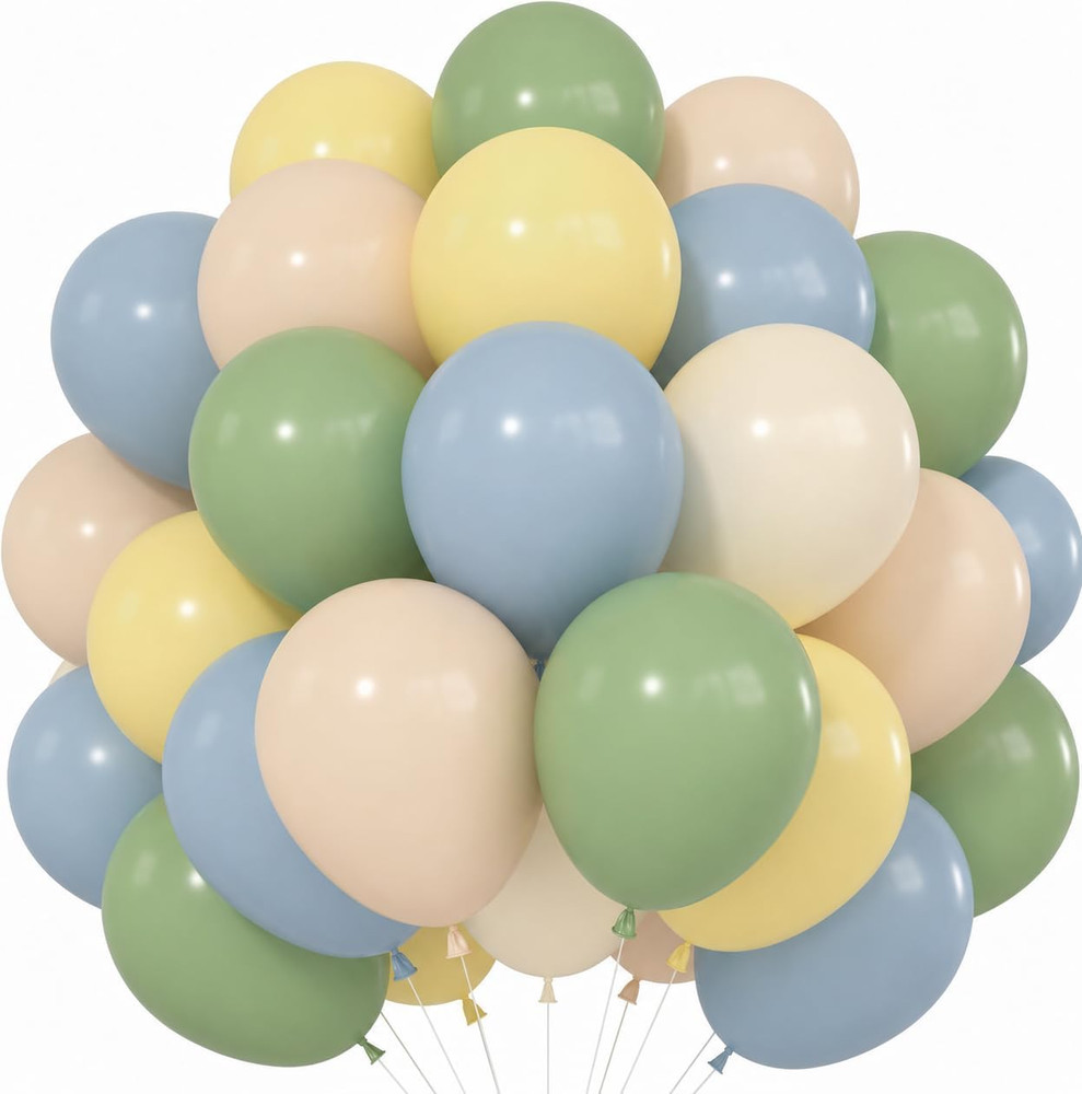 Sage Green Dusty Blue Yellow Balloon 12 Inch Double Stuffed Beige Slate Blue Oli