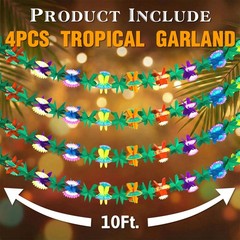FUTUREPLUSX 4PCS Tropical Hawaiian Garland Luau Party 4 pack, Medium