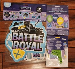 Battle Royal Cutouts 12 Pieces & 2pks Matching Ballon Kit 12 Pieces Birthday