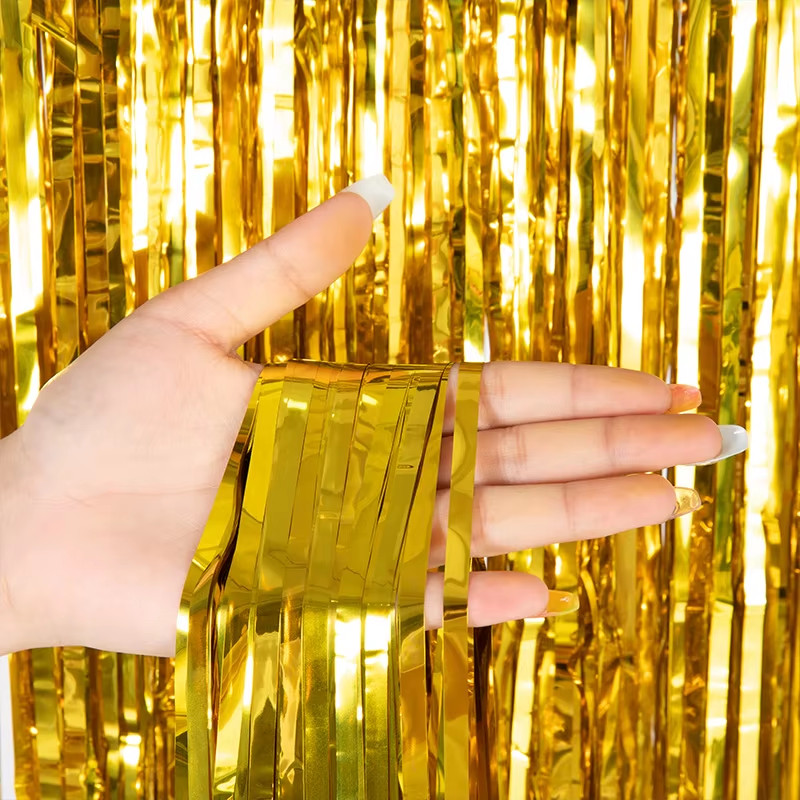 Cheap as a Party Metallic Tinsel Foil Fringe Curtains Backdrop for Birthday New