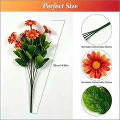 Home Decor Artificial Flower Bouquet Bendable Stems Yellow Purple White