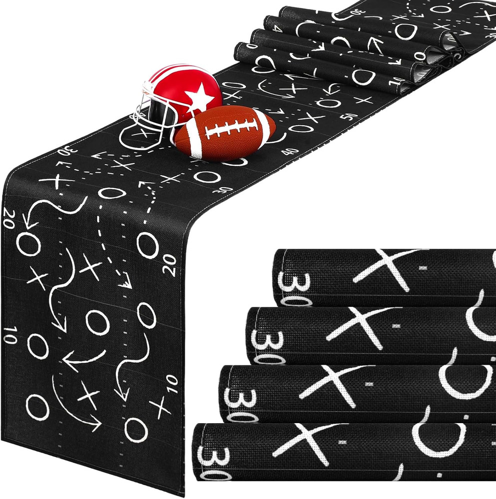 2 Pcs Footballs Party Decorations Football Court Table Runner Touchdown Sport Pa