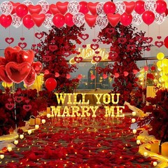 Will You Marry Me Light Up Letters Proposal Decorations, 14Pcs 6.3″ Sign with…