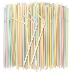 150PCS Disposable Plastic Drinking Straws – Flexible Straws Disposable Long C…