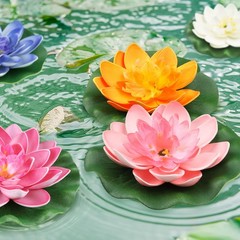 QUOZUO 10PCS 3 Sizes Artificial Foam Lotus Floating Flowers with Multi Color