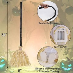 35″ Animated Witches Broom Halloween Decor Magic Witch Broomstick | Orange