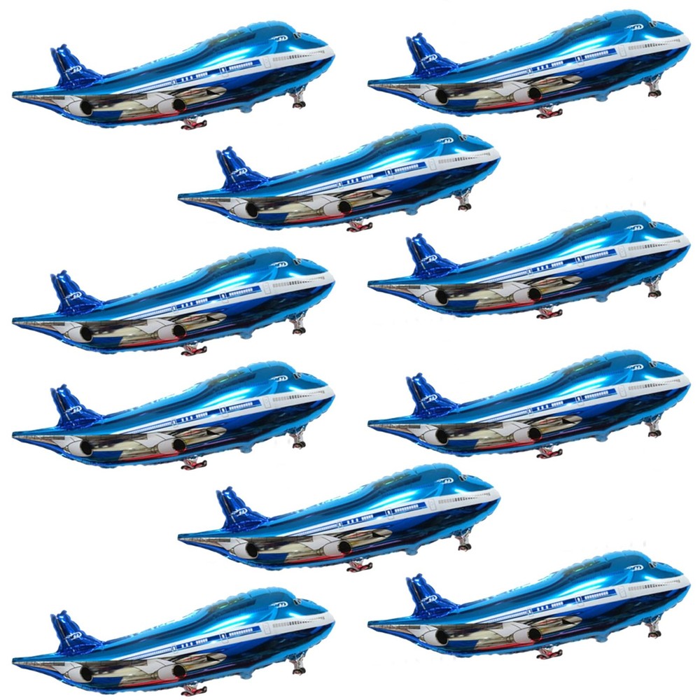 10 Pcs Large Blue Airplane Balloons 31inch for Birthday Party Decor