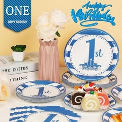 Charming 96-Piece 1st Birthday Tableware – Convenient & Disposable for Parties