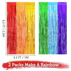 Rainbow Party Decorations, Thicken 2 Pack 3.2 x 8.2 FT Pride 6.6 x 8.2 FT
