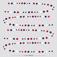 46 Ft Navy White Circle Dots Garlands Royal Hanging Paper Polka Dots Blue Red