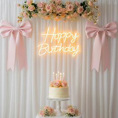 LED Happy Birthday Neon Sign – Dimmable Wall Decor for Party, USB Powered