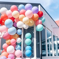 7 Pcs 24 Inch White Balloons Giant Round Balloons with 30 Yard Ribbon for Par…