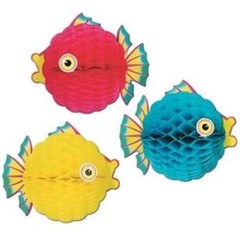 Tissue Bubble Fish Party Decoration 1 Per Pak Color is Random