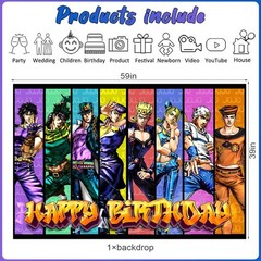 JOJO Birthday Party Decoration, Include Anime Backdrop 5 x 3 FT, Latex Balloo…