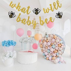 What Will Baby Bee Banner, Bumble Bee Theme Baby Shower Party Decorations, Mo…