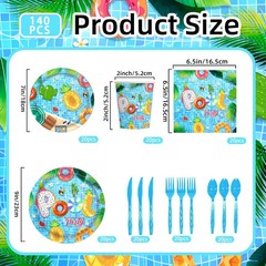140PCS Summer Pool Party Decorations Set Swimming Beach Ball Themed Birthday, Tr