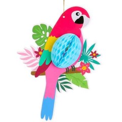 6pcs Tropical Birds Hanging Parrot Paper Honeycomb Hawaiian Party Bar Wall Decor