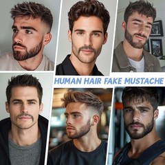 Human Hair Beard Goatee, 100% Handmade Soft Lace Invisible Fake Beard, Highly…