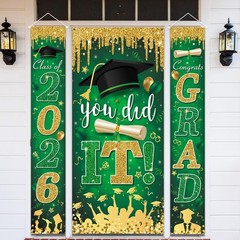 Green and Gold Graduation Decorations Class of 2026 Congrats Grad Banner and You
