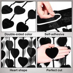 2 Pack Gothic Black Heart Curtains Black Valentines Decor 3.3×6.6ft, Goth Birthd