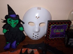 Halloween decor: ghosts-bats-mask-witch-skull-creepy scary fun decorations-22pc